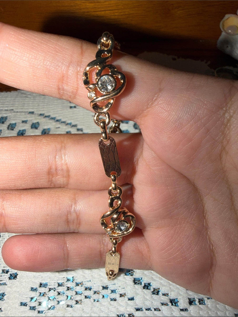 Gold-Tone Crystal Link Bracelet for Women